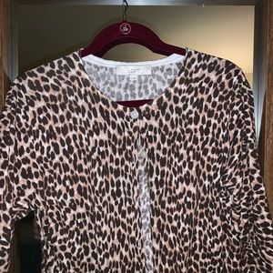 LOFT Leopard Button Up Cardigan